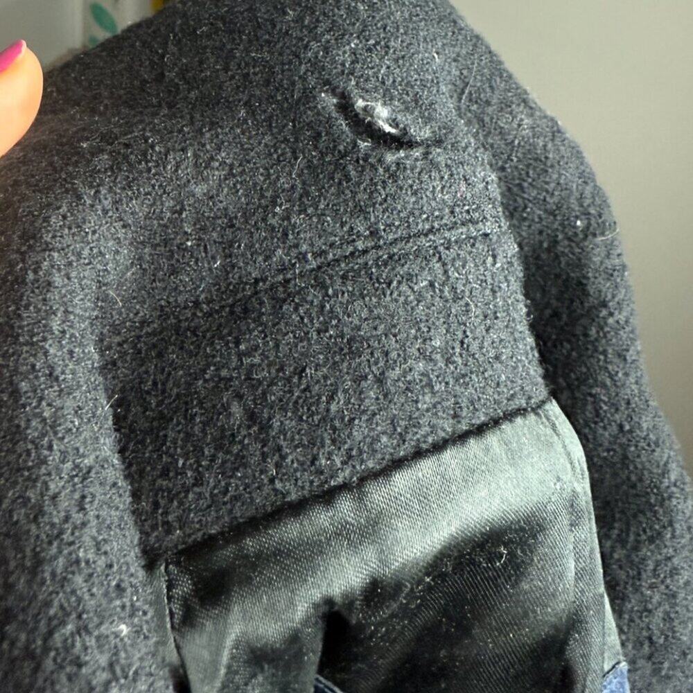 French Connection Womens Wool Pea Coat Size 4 Waist Length Wool Academia Preppy - Picture 6 of 7